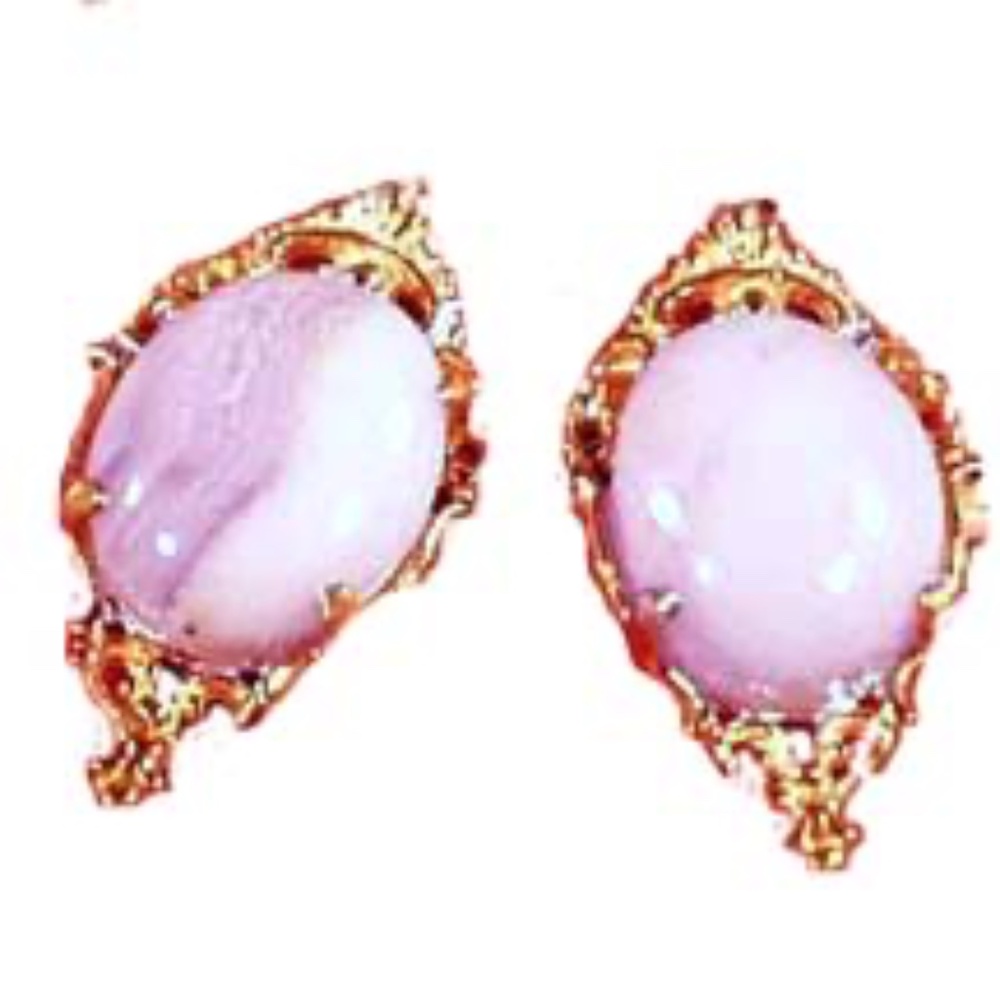 BLUE AGATE STERLING SILVER EARRINGS, OVALS 1 inch x 5/8 in., FILIGREE SETTINGS,